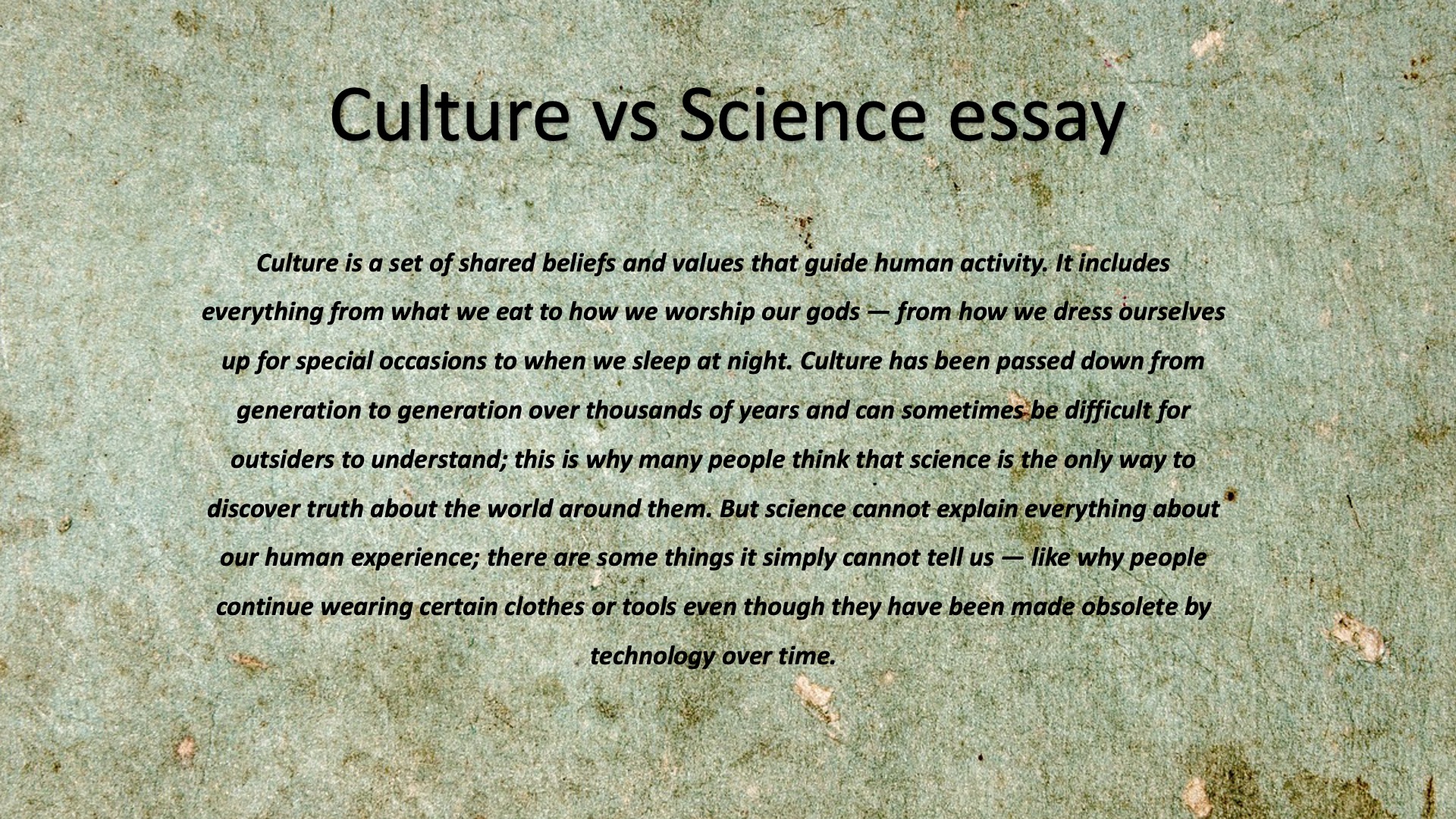 culture vs science