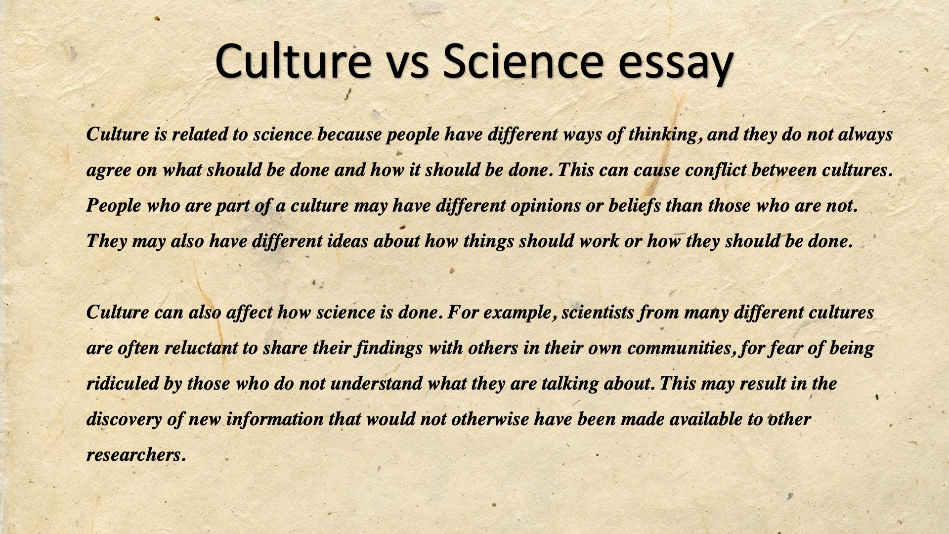 culture vs science