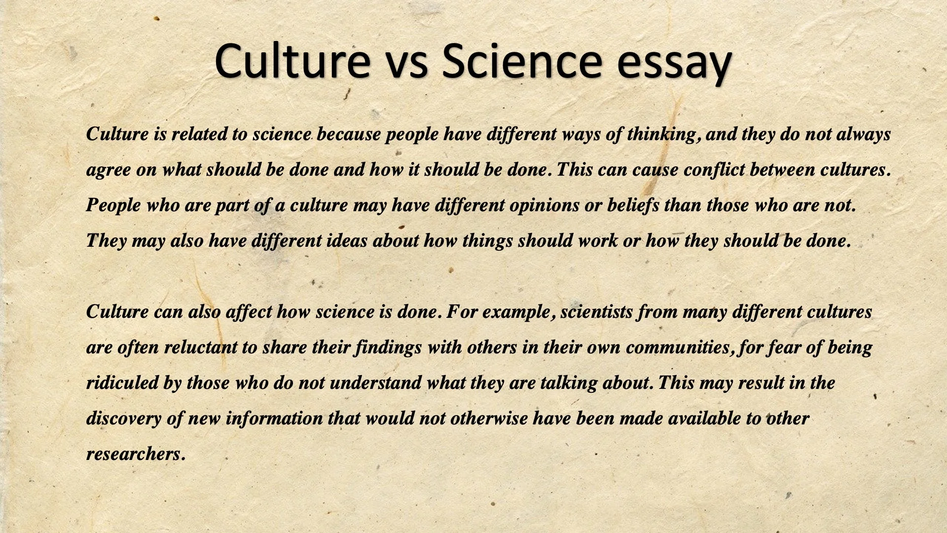 culture vs science
