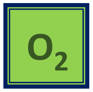 Oxygen (O2) is a colorless, odorless, and tasteless gas at room temperature. It is slightly soluble in water and more soluble in non-polar solvents.