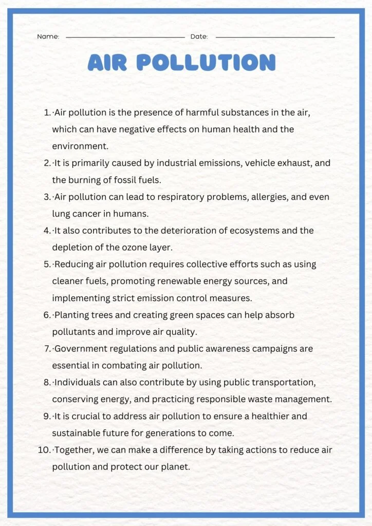 air pollution essay