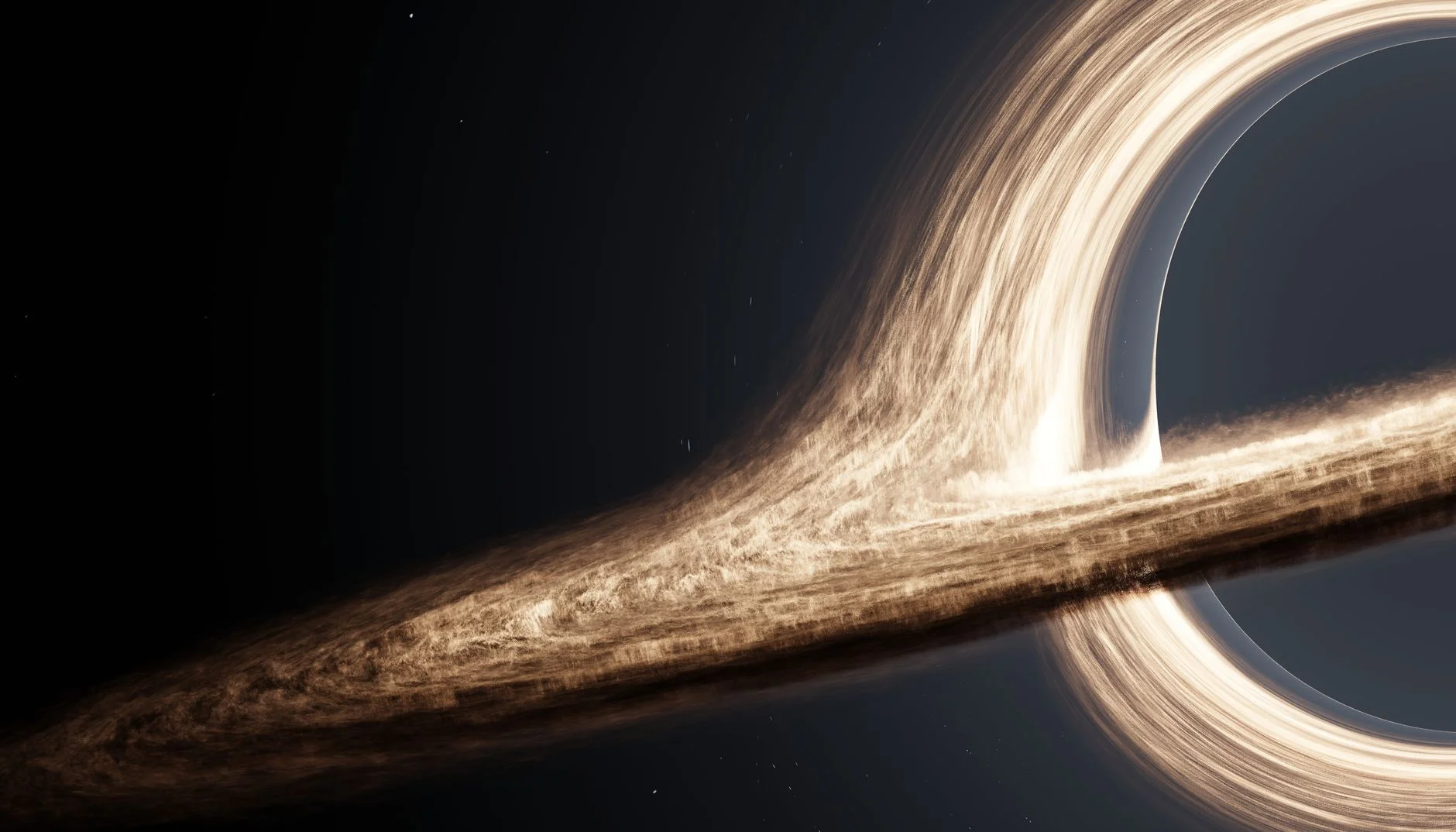 Artist’s rendering of a black hole with a glowing, warped accretion disk