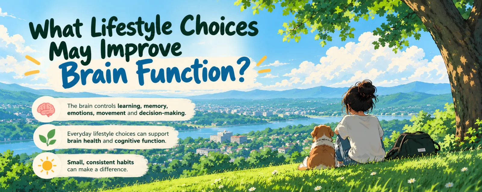 What lifestyle choices may improve brain function: the brain controls learning, memory, emotions, movement and decision-making; everyday lifestyle choices can support brain health; small, consistent habits can make a difference