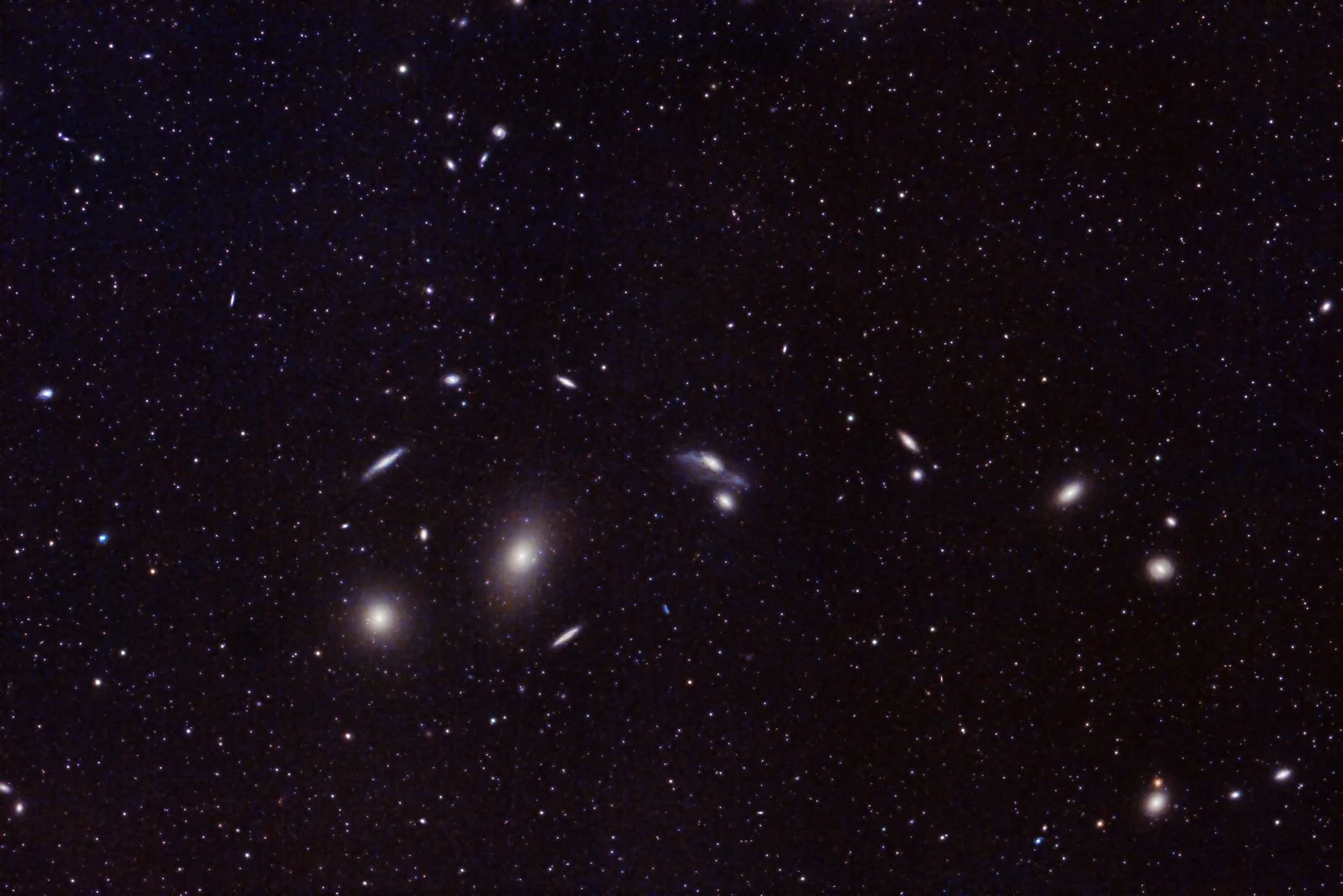 A group of galaxies scattered among stars in deep space