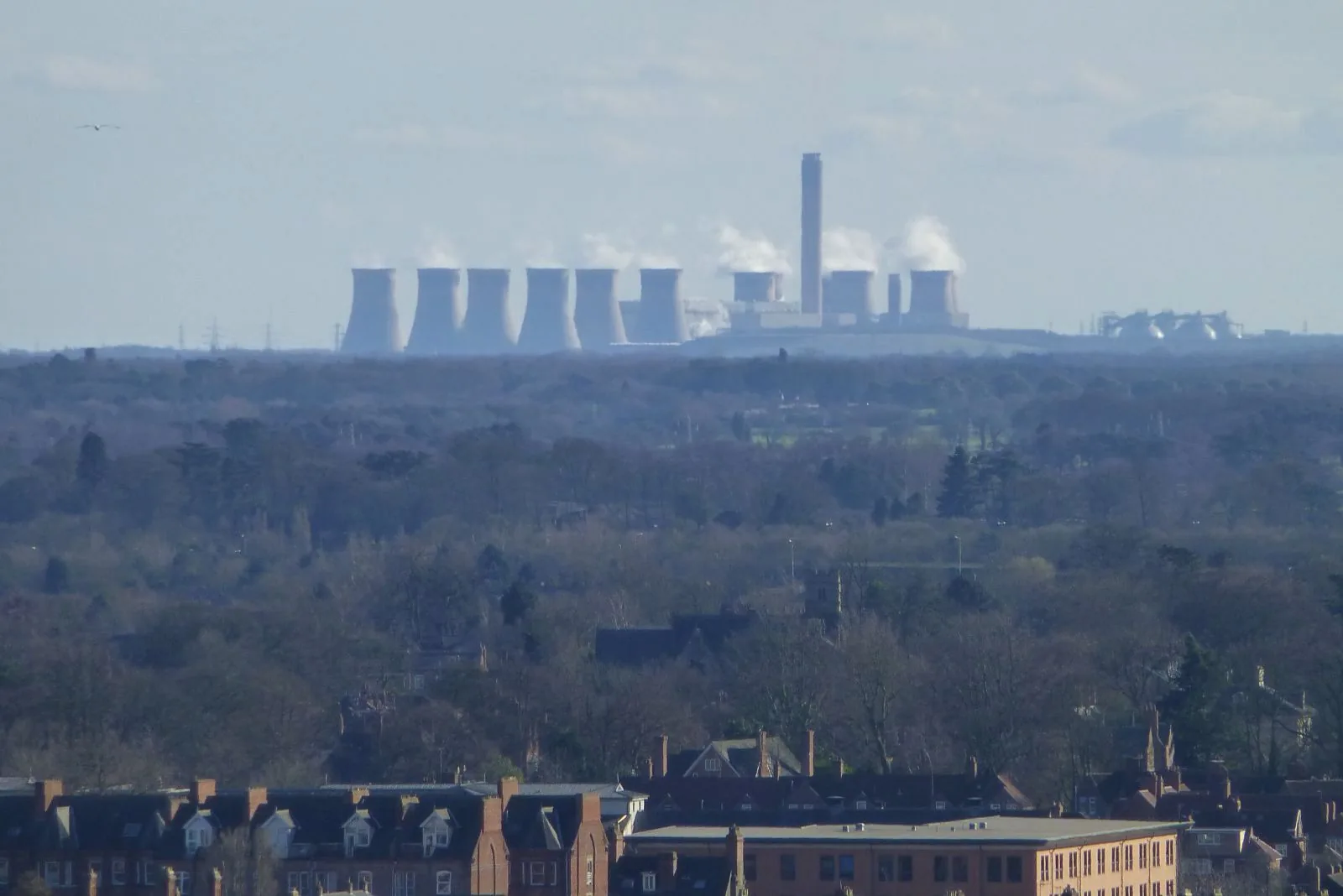 Drax Power Station in North Yorkshire with its large cooling towers and storage domes