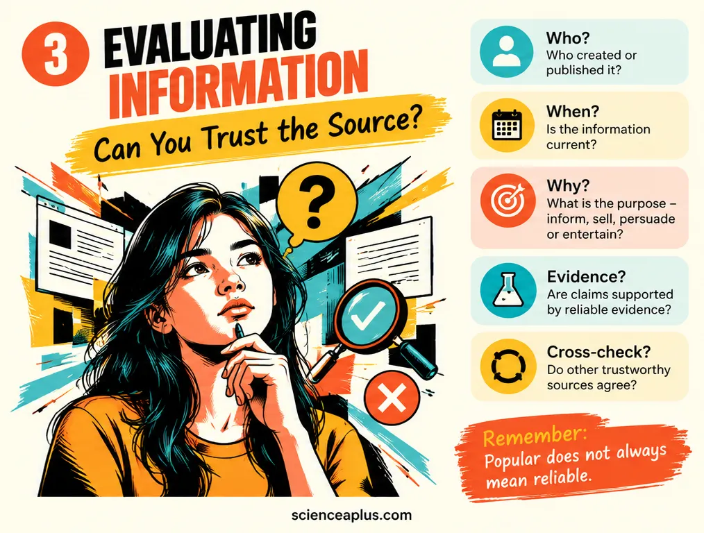 Illustrated guide to evaluating information and deciding whether to trust the source