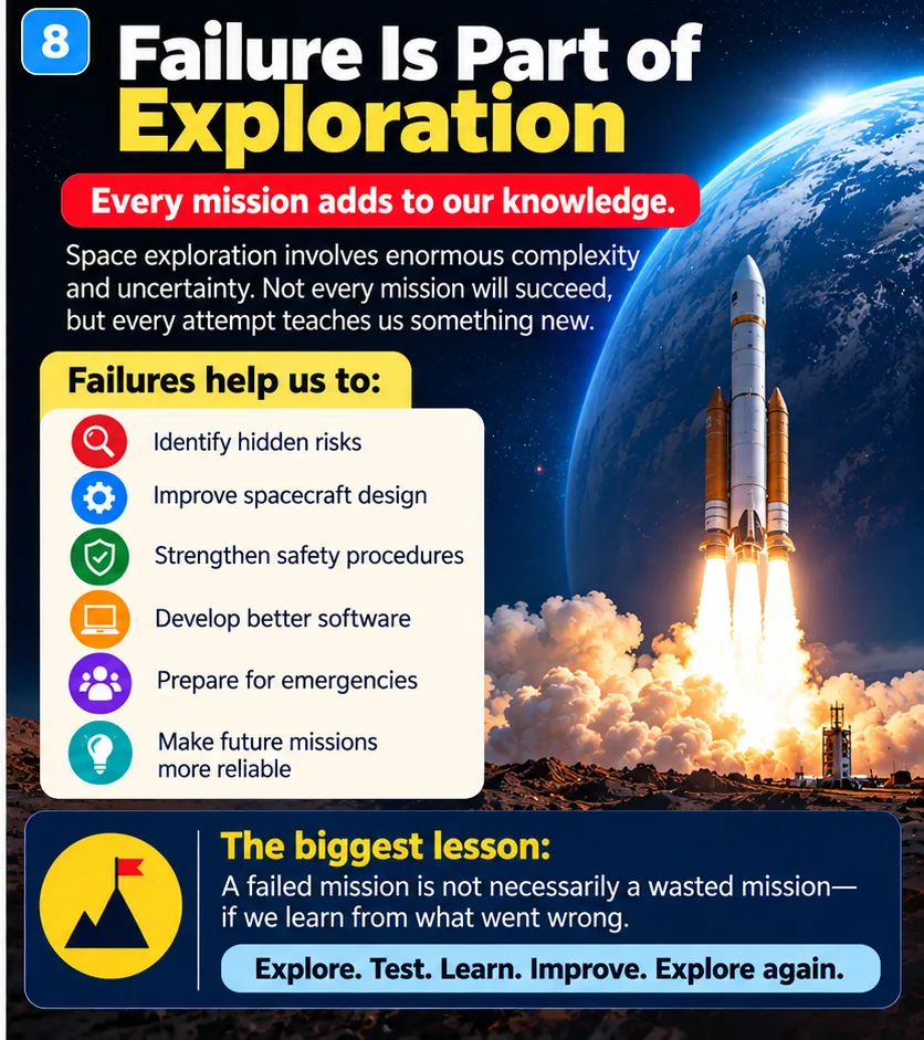 Failure is part of exploration: failures help identify hidden risks, improve design, strengthen safety, develop better software and prepare for emergencies