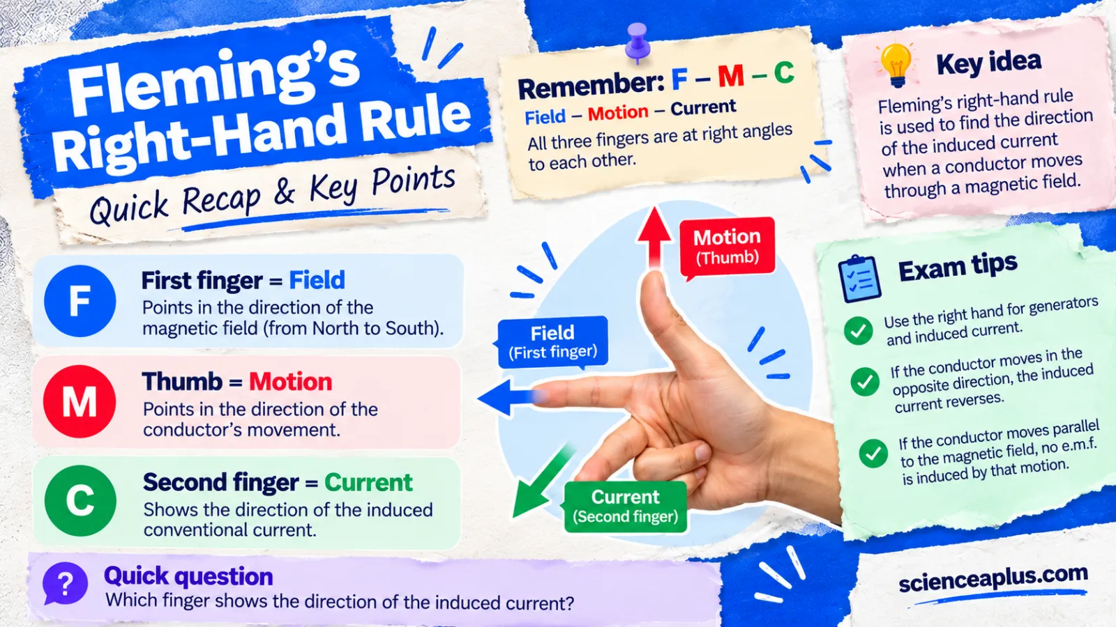 Fleming's Right-Hand Rule: How to Use It (Worked Examples)