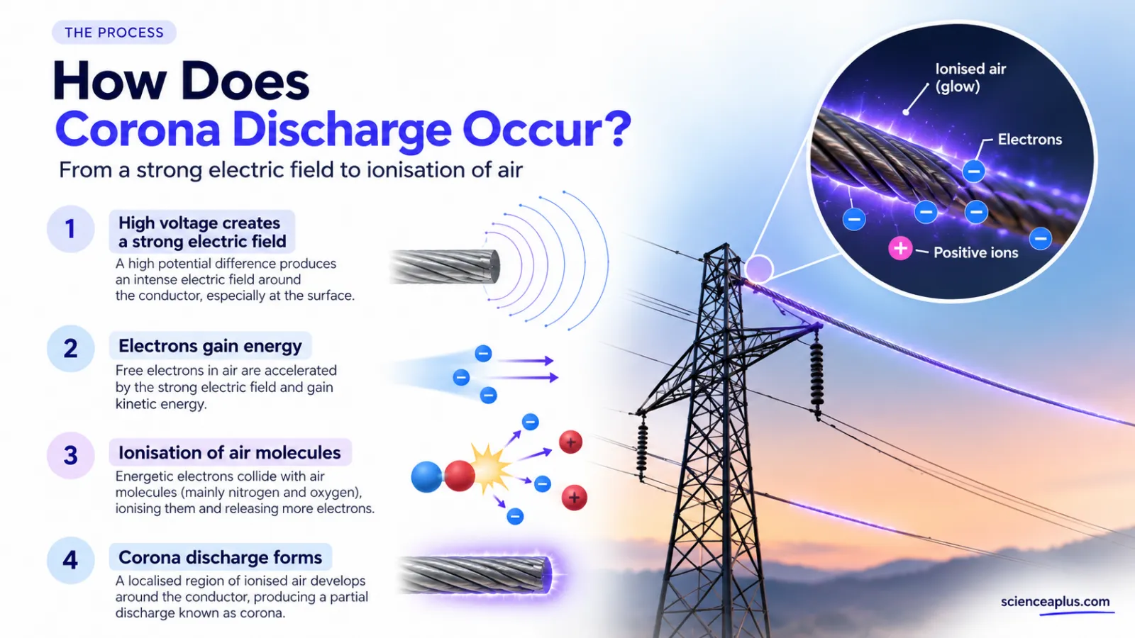 Corona Discharge in High Voltage Lines: Causes and Effects