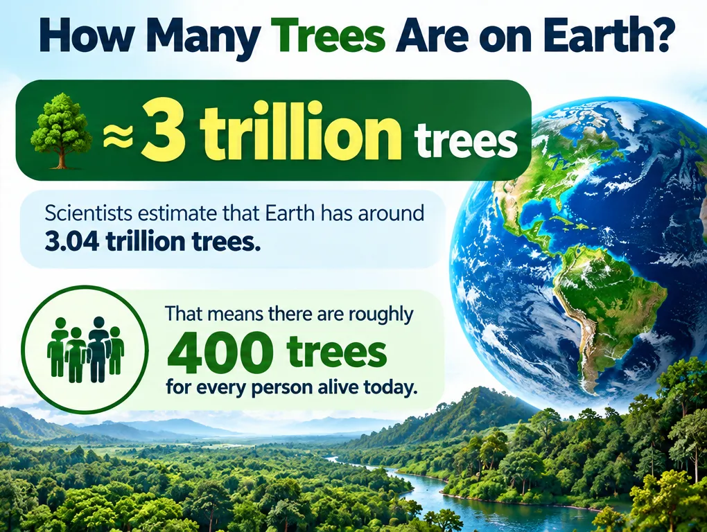 How many trees are on Earth: scientists estimate about 3.04 trillion, roughly 400 trees for every person