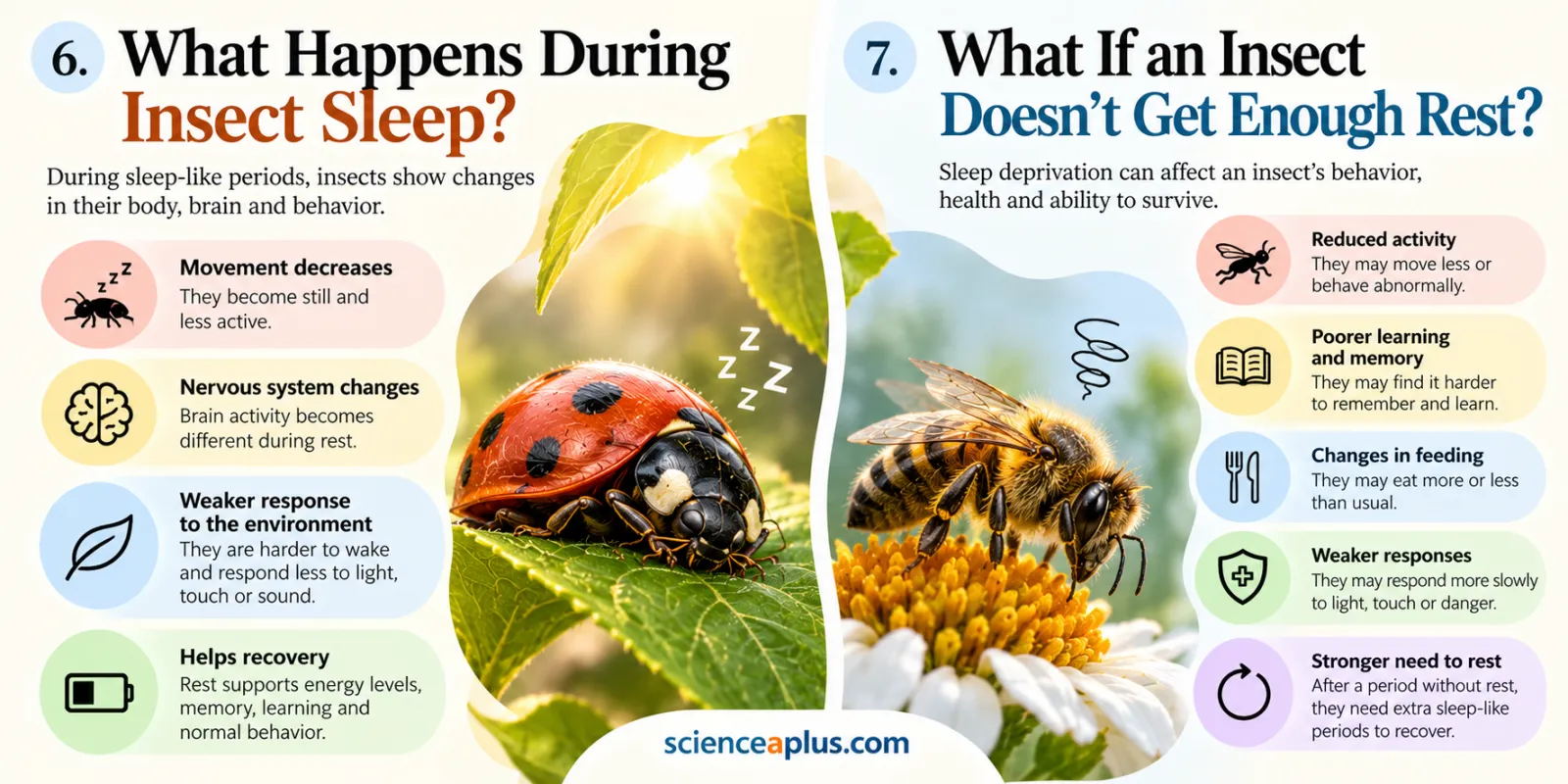 Infographic: what happens during insect sleep and what may happen when an insect does not get enough rest