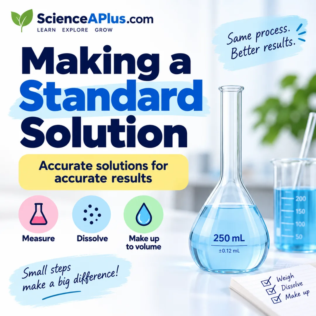 Making a standard solution: measure, dissolve and make up to volume in a 250 mL volumetric flask
