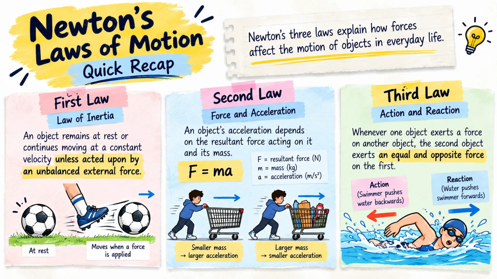 Newton's Laws Explained Simply: Sport, Cars and Space