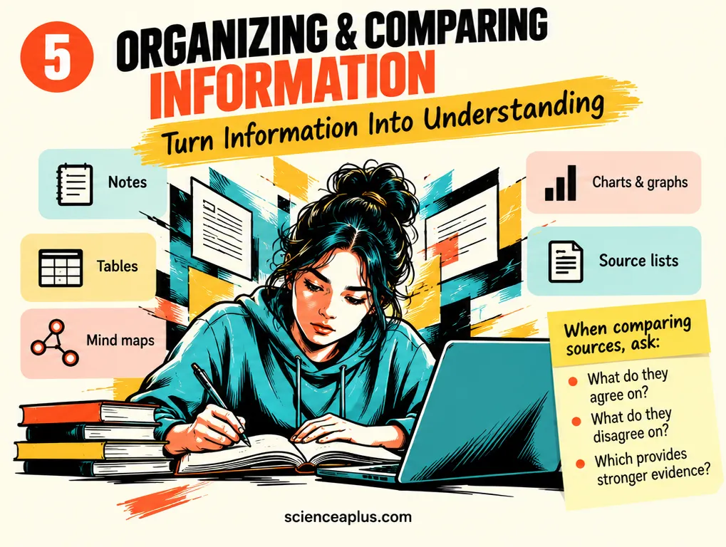 Illustrated guide to organising and comparing information in notes and tables