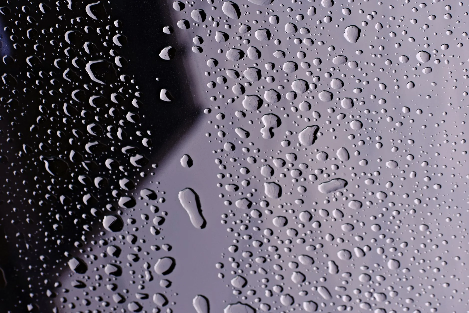 Water droplets on a glass surface
